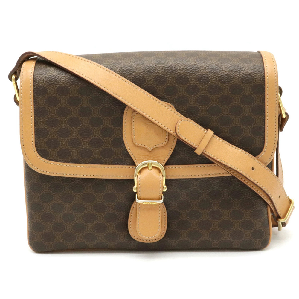 Celine Macadam Crossbody leather dark brown